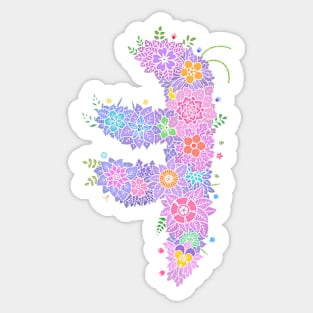 "ㅕ" Floral Letter Hangeul Sticker